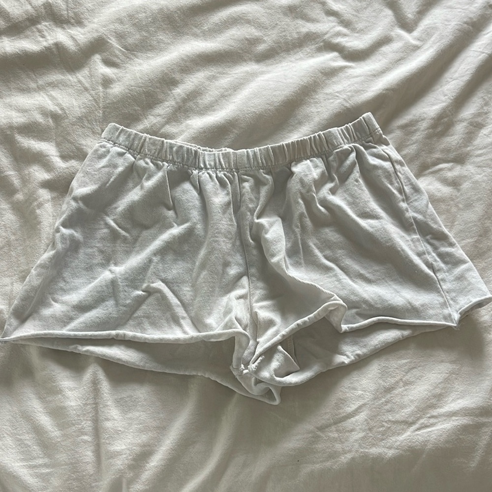 John Galt light blue and white tye dye shorts